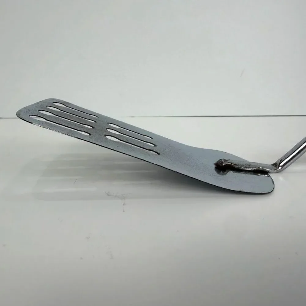 Vintage EKCO Slotted Spatula, Chromium Plated with Wood Handle
